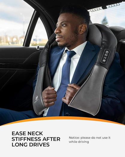 CooCoCo Shiatsu Neck Massager -4D Kneading Back Massager with Heat, Birthday Gifts for Dad/Women/Men, Deep Kneading Electric Massage Pillow, Massagers for Back and Neck Shoulder, Gifts for Christmas