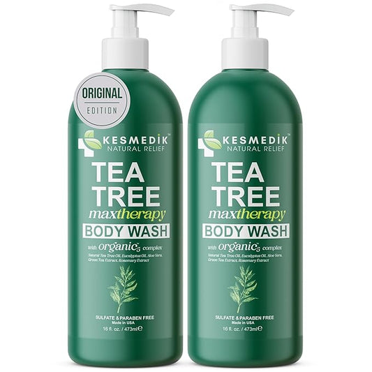 Tea Tree Body Wash MaxTherapy, Itchy Skin Relief Soap, Soothes Jock Itch, Athlete's Foot, Acne, Eczema, Psoriasis & Sensitive Skin, Intimate Wash, Men & Women, 2-Pack, Original Edition