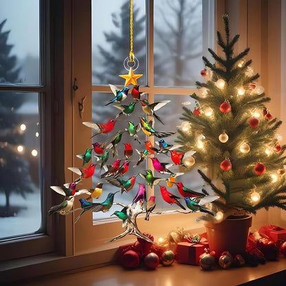 Hummingbird Christmas Ornament, Colorful Hummingbirds Tree Decor, Stacked Hummingbird Ornament for Christmas, Winter Hummingbirds Home Decoration, for Bird Lovers (1PC)(1pc)
