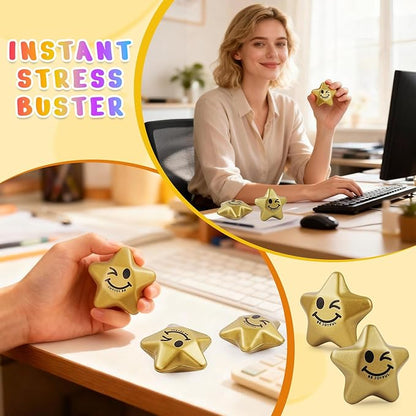 36PCS Stress Balls, Star Stress Balls for Adults & Kids, Mini Foam Ball Stress Relief Toys, Fidget Anxiety & Anger Relief at Work/School/Home, Student Prizes, Perfect Party Favors