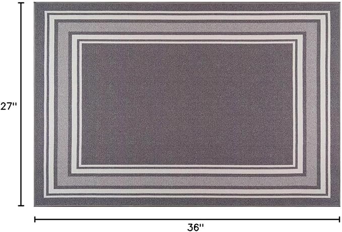 Modern Bordered Non Slip Indoor Runner Rugs for Living Room 2x3 Area Rugs for Kitchen, Rug for Bedroom, and Hallway, Stain Resistant Easy Cleaning Non Shedding Gray 2 x 3