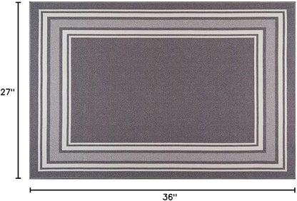 Modern Bordered Non Slip Indoor Runner Rugs for Living Room 2x3 Area Rugs for Kitchen, Rug for Bedroom, and Hallway, Stain Resistant Easy Cleaning Non Shedding Gray 2 x 3