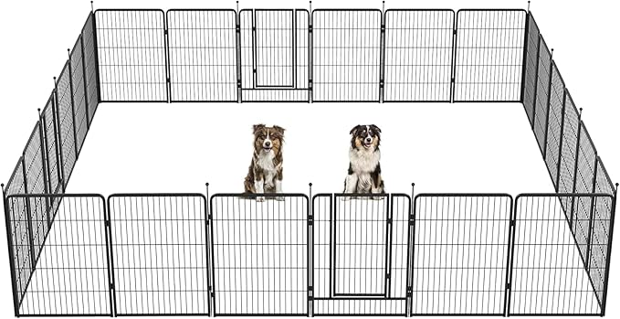 FXW Instant Unleashed Dog Playpen, Portable Pet Fence for Outdoor, RV Trips, and Camping, 40 inch, 24 Panels for Medium and Large Dogs with RV Step Grid│Patented