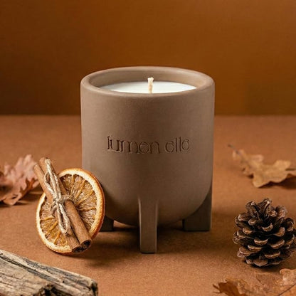 Lumenelle Essence Collection Scented Candle | 7.8oz Stoneware Jar, Soy Wax Blend & Cotton Wick | Long-Lasting 35-Hour Burn | Perfect Fall & Winter Candle for Home (Spiced Amber)