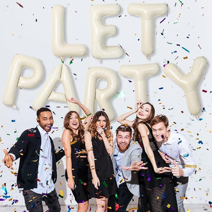 40 Inch Custom Letter Balloons, Giant Alphabet W Foil Name Ballon Cream White, Mylar Self Inflating Balloon Beige Letters W Decor, Helium Letter Customize Balloons for Women Birthday Party Decoration