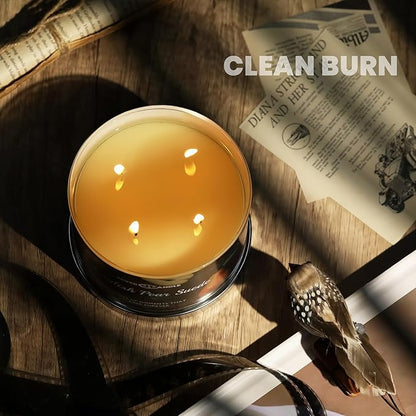 4EVER Scented Candles | 4-Wick 18oz Soy Wax Candle | Up to 50Hrs Clean Burn | Aromatherapy Candles for Home Scented | Gifts for Women & Mom, English Pear Suede