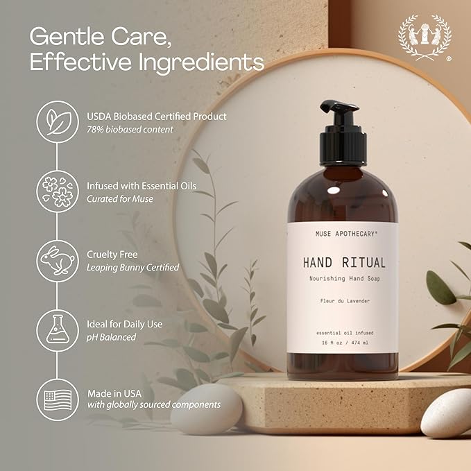 Muse Apothecary Hand Ritual - Aromatic and Nourishing Hand Soap, Infused with Aromatherapy Essential Oils - USDA Certified Biobased - 16 oz, Cara Orange + Fig + Blackberry Vanilla, 3 Pack