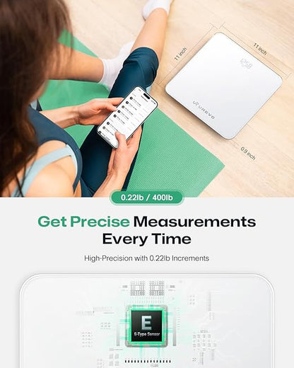 UREVO Smart Scale for Body Weight & BMI Tracking Sync with App, Digital Bathroom Scale with LED Display, Highly Accurate Weight Scale, 400 lb/180 kg, lb/kg Units, Batteries Included, White