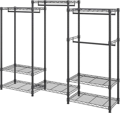 VEVOR Clothing Garment Rack, Heavy Duty Closet Wardrobe, Adjustable Tiers Clothes Racks with Steel Frame, for Bedroom, Clothing Store, Hallway