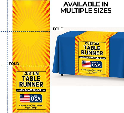 DreamController Custom Table Runner 12"x72" to 36"x72" with Business Logo, Image or Text | Personalized Table Runner for Trade Shows, Events, Birthday, Wedding | Made in USA | Fast delivery | HD Print