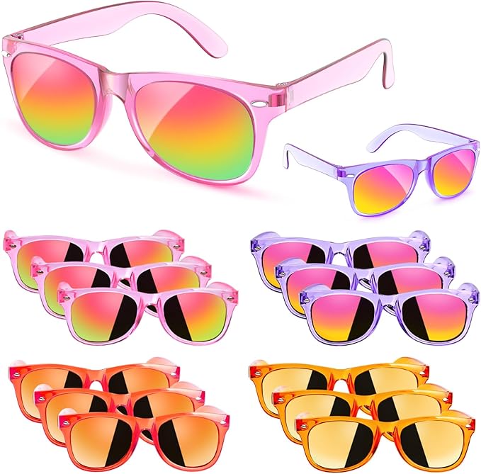 Sunglasses Party Favors for Kids 3-8, Girls Boys Toddler Birthday Sunglass with UV 400 Protection, Neon Glasses for Students Classroom Valentines Easter Goodie Bags Stuffers - 12 Packs