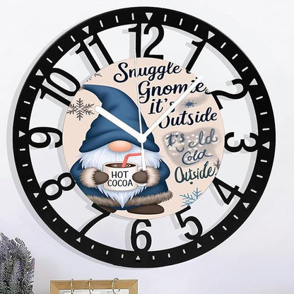 Wall Clock 10 Inch Silent Non-Ticking Modern Clocks Battery Operated - Analog Small Classic for Office, Home, Living Room,Bathroom, Kitchen, Bedroom, School,Snowman Clock