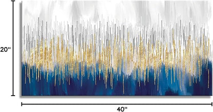 XXMWallArt FC3150 Abstract Wall Art Gold and Blue Canvas painting Artwork Painting Print for Living Room Bedroom Kitchen Home and Office Wall Decor