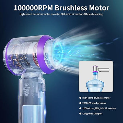 Handheld Vacuum Cordless, Car Vacuum Portable Cordless 22000PA High Power 4-in-1 Air Blower Gun Air Duster & Air Blower with Brushless Motor 3-Speed Adjustable for Home, Pet, Office