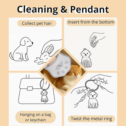 2025 Upgrade Electrostatic Pet Hair Removal Glove, A Reusable Pet Hair Remover Tool for Cats, Dogs, Clothing, Couches, Carpets(Gray Glove, Dog Keychain)
