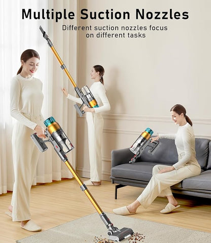 Cordless Vacuum Cleaner for Home 600W 55Kpa Upgraded Powerful Stick Vacuum Up to 60Mins, Anti-Tangle & Wall Mount Charging, 8 in 1 Lightweight Vacuum Cleaners for Home/Pet Hair/Carpets/Floors