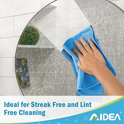 AIDEA Microfiber Glass Cleaning Cloths-8PK, Lint Free Streak Free Cleaning Towels, Quickly Clean Windows, Glass, Mirrors, Windshields, Stainless Steel, Lint-Free Window Cloth Blue-16”×14”