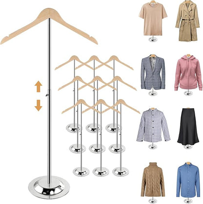 20-35 Inch Height Adjustable Shirt Display Stand, T Shirt Display Stand for Vendors, Shirts Rack for Clothing Dress Garment Coat Retail (Wooden-primary color, 10 Pcs)