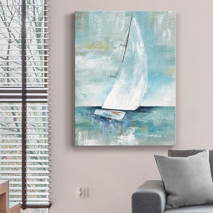 Wexford Home Home Decor Landscape Canvas Wall Art Abstract Floral Painting Modern Pictures Artwork Decoration for Living Room Kitchen Bathroom Office, Ready to Hang, Come Sailing