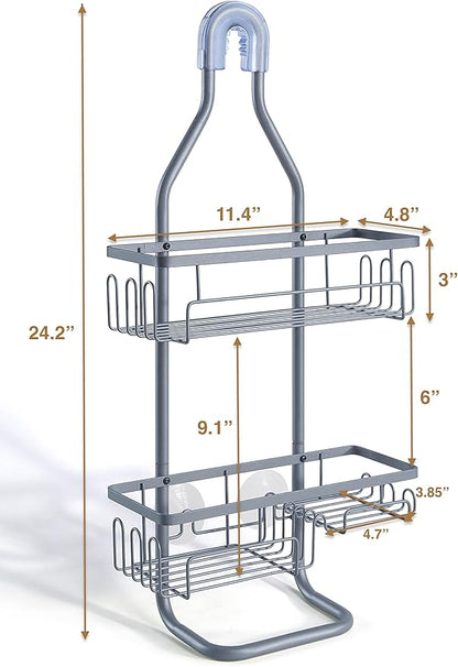 SunnyPoint Sturdy Tubing Structure Bathroom Hanging Shower Head Caddy Organizer (Standard, Grey)