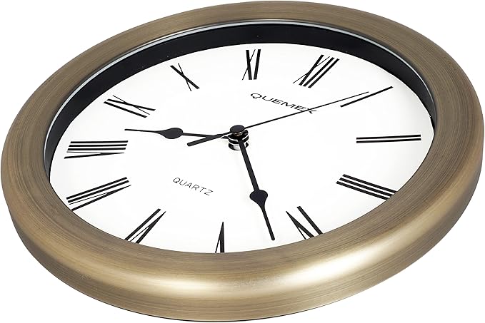 JUSTIME 8.5 inch Brushed Metal Water Resistant Wall Clock, Special for Small Space, Office, Boats, RV (WM86-RB-R Retro Bronze)