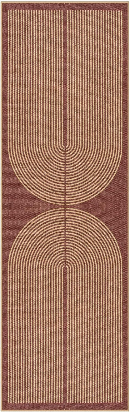Lahome Modern Rainbow Easy Jute Entryway Runner Rug, Washable Indoor Outdoor Carpet Runners for Hallway 8ft, Farmhouse Non Slip Non Shedding Kitchen Mats for Floor Porch Laundry Room