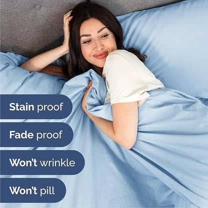 Cal King Size 4 Piece Sheet Set - Comfy Breathable & Cooling Bed Sheets Set - Hotel Luxury Bedding for Women, Men, Kids, Teens, Boys & Girls - Deep Pockets, Soft, Wrinkle Free - Oeko-Tex - Light Blue