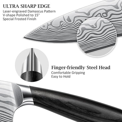 16-Piece Knife Set with Block, Ultra Sharp High Carbon Powder Steel Knife Block Set, Chef Knife Set Professional Kitchen Knives Set with Sharpener and Pakkawood Handle