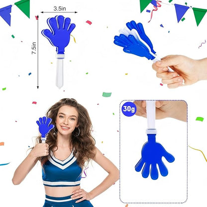 Junkin 100 Pcs Hand Clappers Bulk 7. 5 x 3. 5 Inches Noise Makers Party Favors Clapping Noise Maker Clacker for Birthdays Game Prizes Rewards Football Sporting Events Cheers Supplies (Blue White)