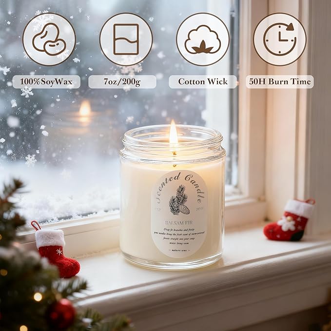 Winter Candle Gift Set, 4 Pack 28oz Soy Wax Scented Candles for Home – Cinnamon Apple, Balsam Fir, Vanilla Bean, Cedarwood & Amber – Cozy Aromatherapy Candles for Holiday & Home Decor Gifts