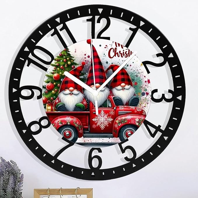 Wall Clock 10 Inch Silent Non-Ticking Modern Clocks Battery Operated - Analog Small Classic for Office, Home, Living Room,Bathroom, Kitchen, Bedroom, School,Snowman Clock