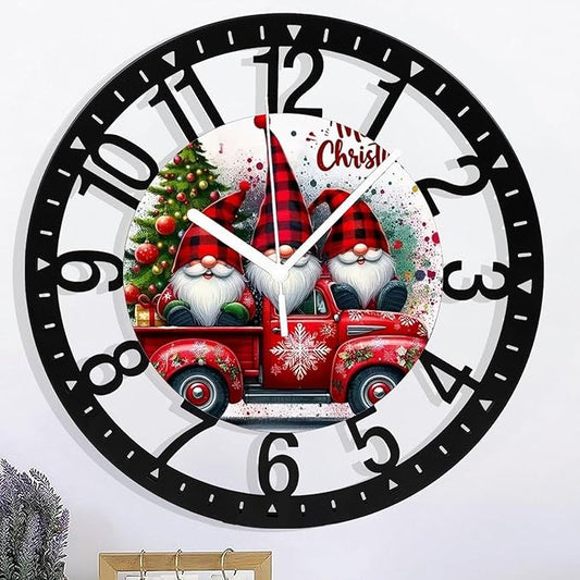 Wall Clock 10 Inch Silent Non-Ticking Modern Clocks Battery Operated - Analog Small Classic for Office, Home, Living Room,Bathroom, Kitchen, Bedroom, School,Snowman Clock