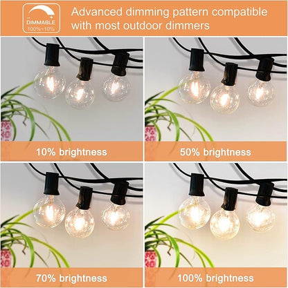 Outdoor String Lights 300FT Waterproof Globe String Lights with 150+4 Shatterproof G40 LED Bulbs,Dimmable Connectable Patio Lights String for Hanging Bistro Backyard Gazebo,2-Pack x 150 FT