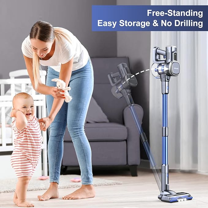 Lubluelu Cordless Stick Vacuum Cleaner, Lightweight 235W Brushless Motor, Rechargeable Battery, Self-Standing Design, Handheld for Carpet, Hard Floor, and Pet Hair