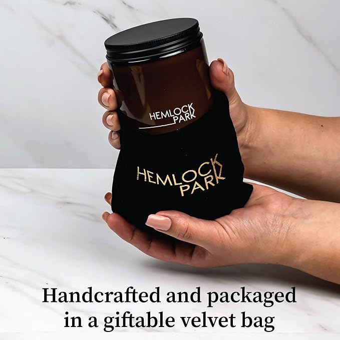 Hemlock Park Crackling Wood Wick Candle Handcrafted with Natural Coconut Wax (Standard 8 oz, Oakmoss)