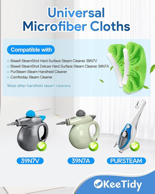 Steam Mop Pads Universal Steam Cleaner Accessories Compatible with Bissell Steam Shot Cleaner Compatible with PurSteam Handheld Steam Cleaner, 15 Pack