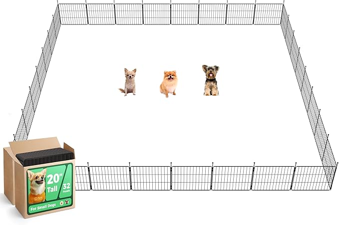 FXW MiniPaws Unleashed Dog Playpen for Yard & RV Camping, Expandable 20-inch 32 Panels for Puppies and Small Dogs, Portable for Indoor and Outdoor Use