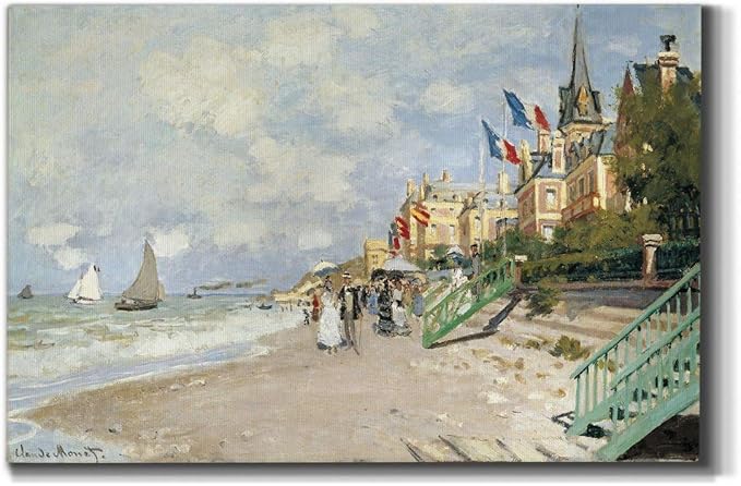 Wexford Home Home Decor Landscape Canvas Wall Art Abstract Floral Painting Modern Pictures Artwork Decoration for Living Room Kitchen Bathroom Office, Ready to Hang, boardwalk on the beach, 32x48