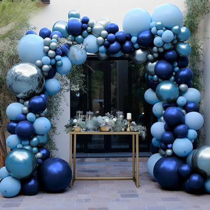 Navy Royal Blue Balloon Arch Kit Double Stuffed Metallic Blue Balloon Garland Varied Sizes for Birthdays Baby Showers Graduations Weddings Proms More Special Occasions