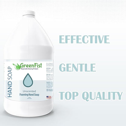 GreenFist Foaming Hand Soap Refills Unscented Jug Foam Refill Made in USA, 128 ounce (1 Gallon)
