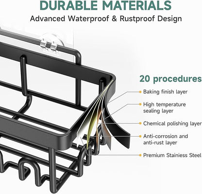 Veken 5-Pack Rustproof & Waterproof Shower Caddy 5-Pack, No Drilling Adhesive Corner Shower Shelves, Rack For Inside Shower, Large Bathroom Organizer Storage Accessories, Ideal for Home&Kitchen, Black