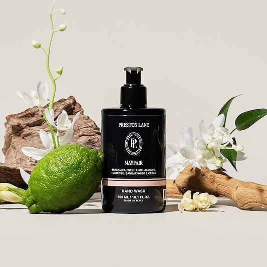 Preston Lane Luxury Hand Wash, Mayfair Scent | Hydrating and Nourishing Formula with Organic Oils, Active Kiwi and Apple Water, and Vegetable Glycerin | Gentle Cleansing, Vegan and Cruelty Free