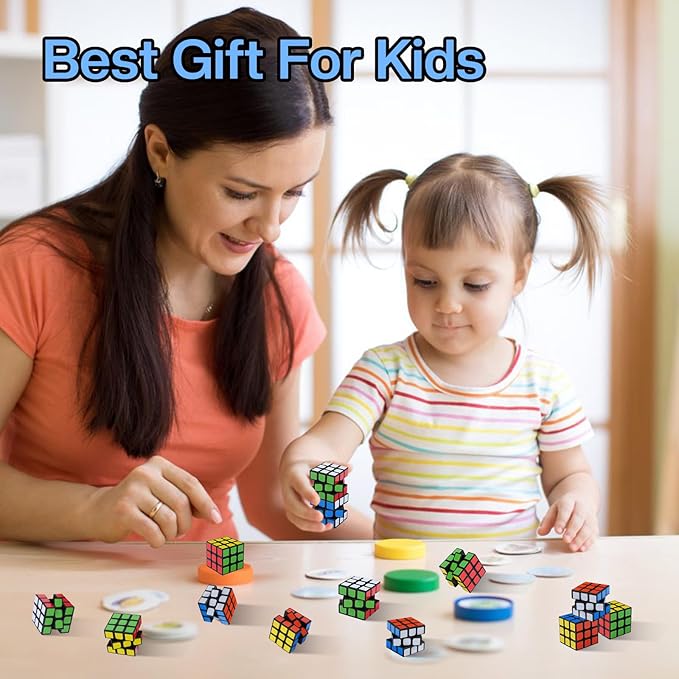 24 Pack Mini Cube Puzzles Perfect for Kids Birthday Party Favors, Classroom Prizes, School Rewards Stress Relief Toys and Easter or Christmas Stocking Stuffers Great as Goody Bag Fillers