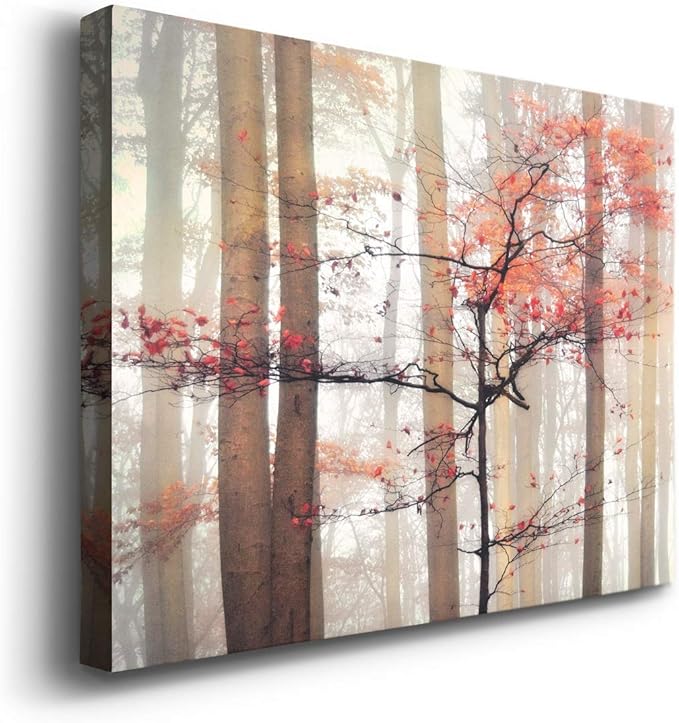 Wexford Home Decor Landscape Canvas Wall Art Abstract Floral Painting Modern Pictures Artwork Decoration for Living Room Kitchen Bathroom Office, Ready to Hang, orange awakening, 24x36
