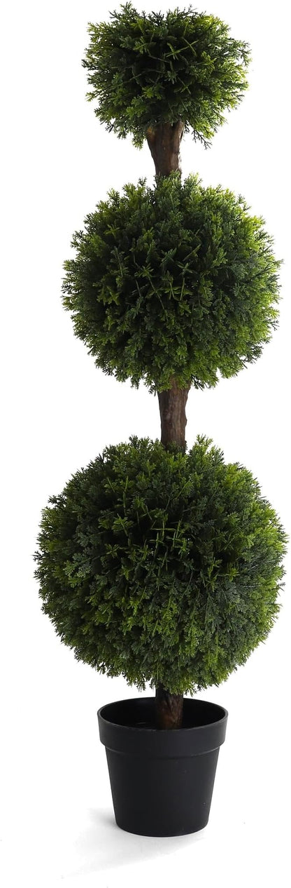 Bornbridge Artificial Cypress Topiary Ball - 4' Indoor/Outdoor Plant - Lifelike Artificial Outdoor Trees (2 Pack)