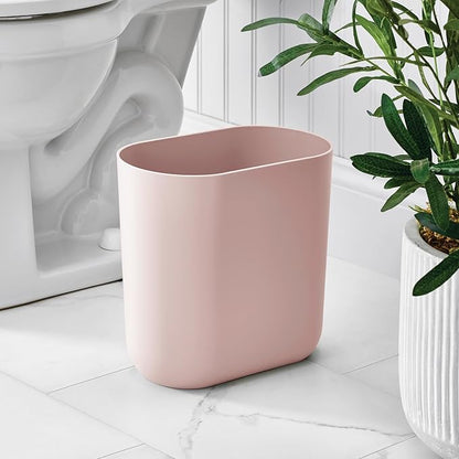 iDesign Small Slim Plastic Bathroom Trash Can, Garbage Can for Bedroom, Office, Desk, Dorm, Pink