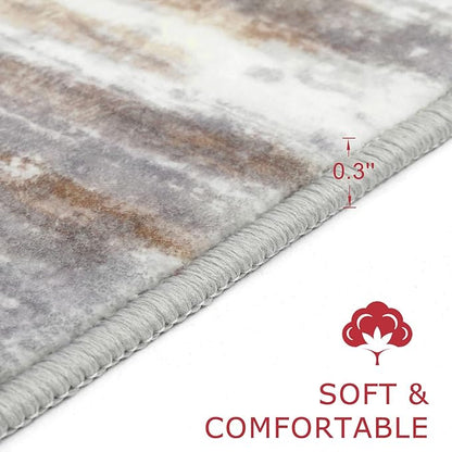 KOZYFLY Kitchen Runner Rug for Hallway Non-Slip Modern Abstract Runner Rug 2x5 Multi Grey, Washable Carpet Runner Laundry Room Mat with Soft Low Pile for Entryway Bathroom Bedroom Kitchen