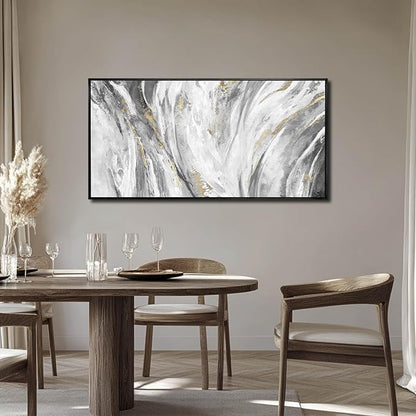 SOUGUAN Canvas Wall Art Black And White Prints Wall Art Decor Large Size Wall Pictures with Frame Artwork Abstract Painting Water Wall Decorations for Living Room Bedroom Office 20”x 40”