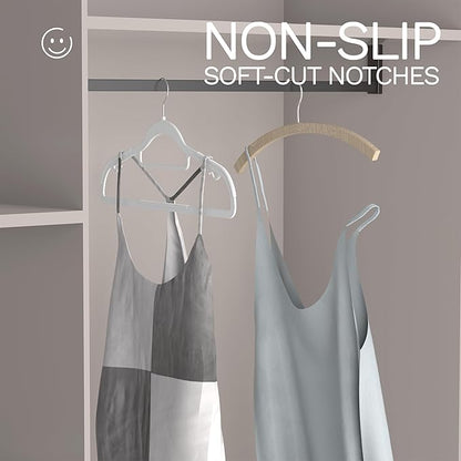 40 Pack Heavy Duty Non-Slip Plastic Hangers - Slim Space Saving w/ 360° Hook for Wet/Dry Clothes, Retail Store Display & Home Organization - White