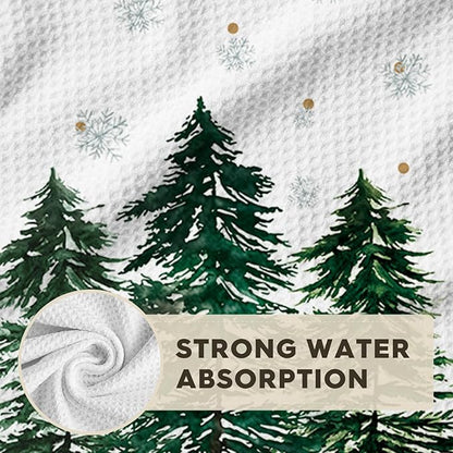 Artoid Mode Green Xmas Tree Leaves Pinecone Christmas Kitchen Towels, 18x26 Inch Quick Dry Microfiber Cloth Dish Towels for Kitchen Drying Set of 4